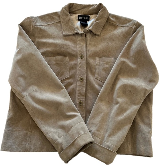 L'officielle Jackets & Blazers - L'officielle Vintage Suede blazer jacket beige button up size 14
